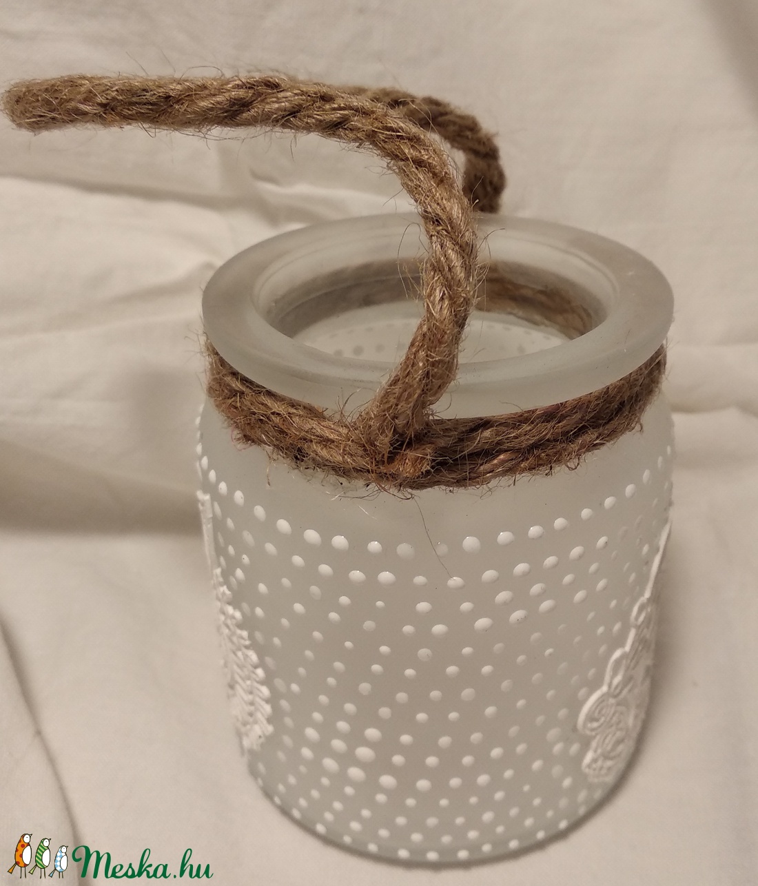 Mécses tartó csipke mintával és pöttyökkel; 8 cm-es - otthon & életmód - gyertya, illat, aroma - mécses és mécsestartó - Meska.hu