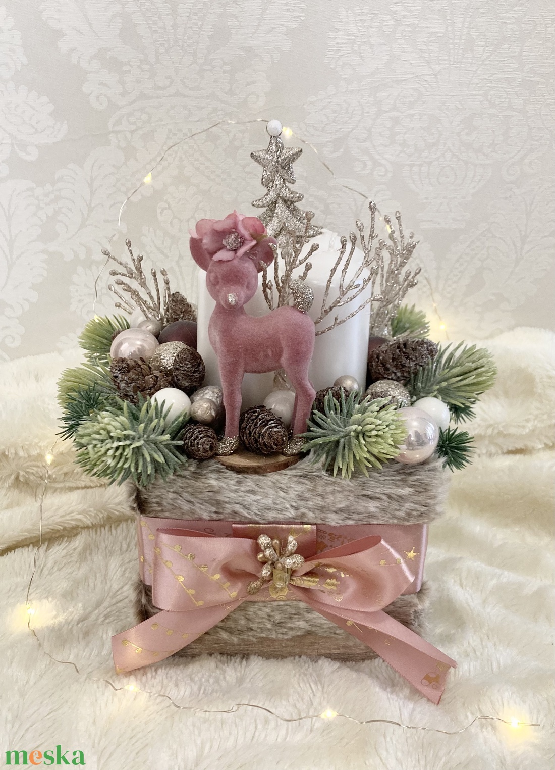 Mályva Bársony őzikés rusztikus adventi koszorú  - karácsony - adventi díszek - adventi koszorú - Meska.hu