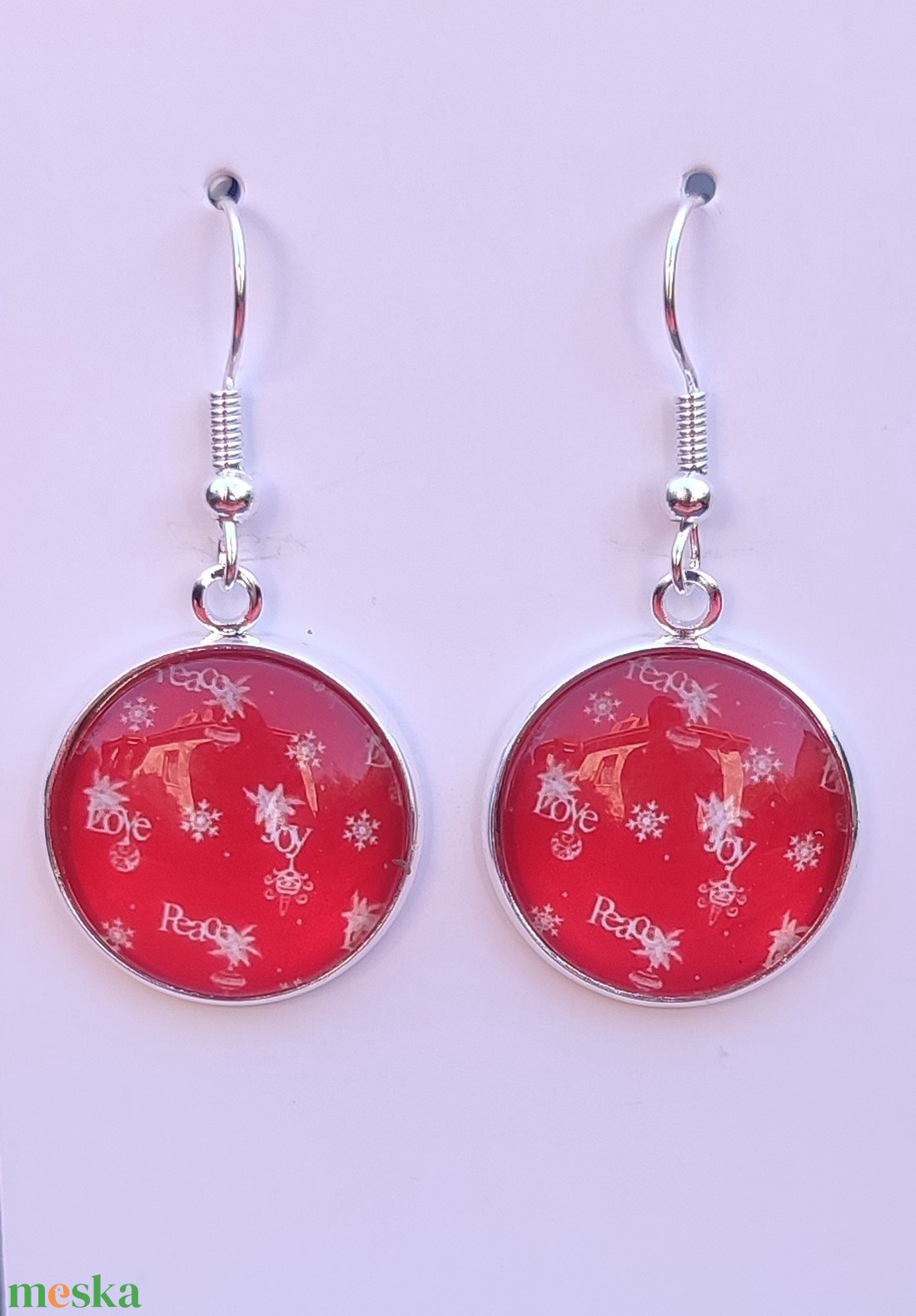 Karácsonyi üveglencsés fülbevaló 18 mm - ékszer - fülbevaló - lógó fülbevaló - Meska.hu Karácsonyi üveglencsés fülbevaló 18 mm - ékszer - fülbevaló - lógó fülbevaló - Meska.hu