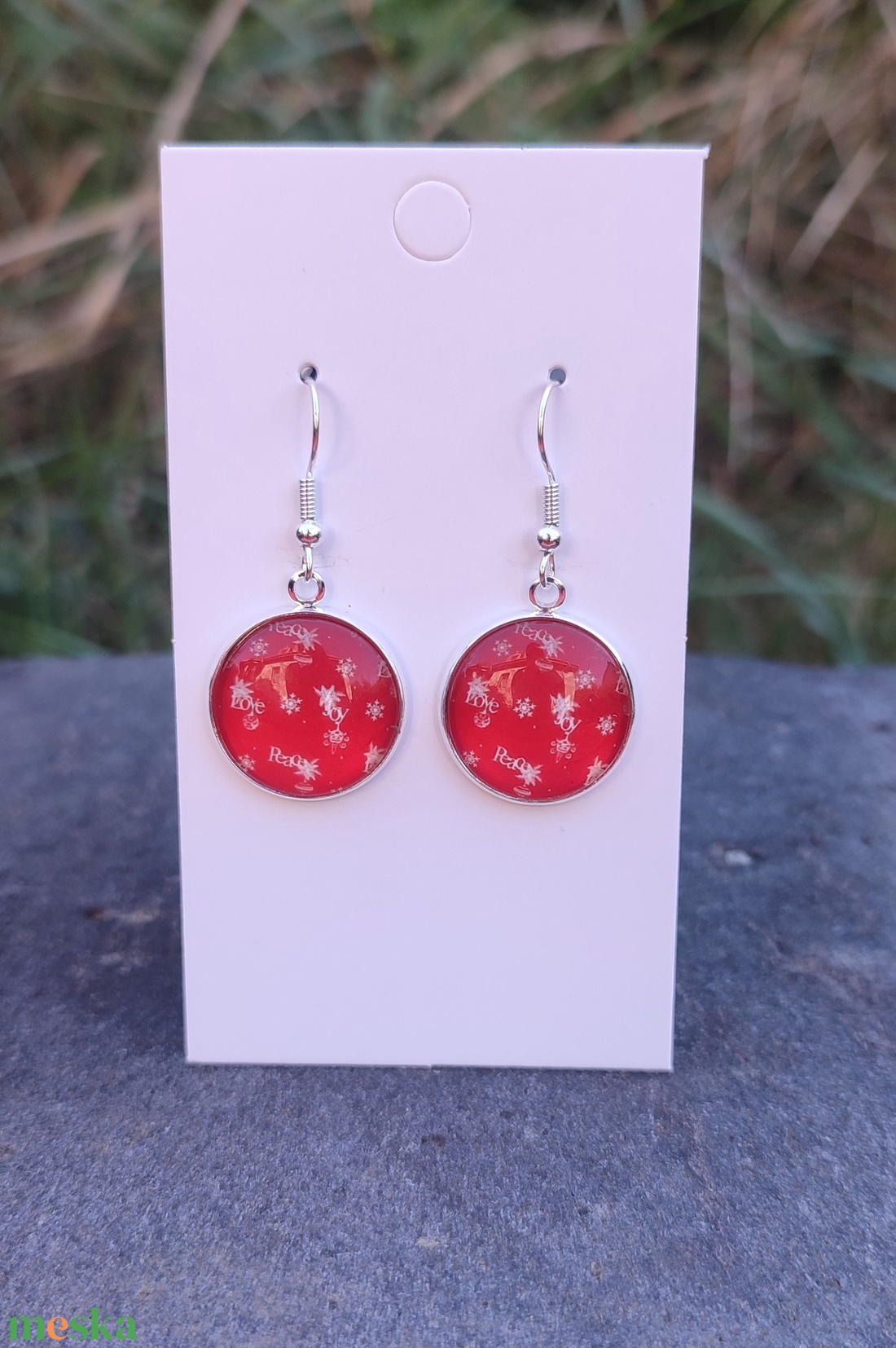 Karácsonyi üveglencsés fülbevaló 18 mm - ékszer - fülbevaló - lógó fülbevaló - Meska.hu Karácsonyi üveglencsés fülbevaló 18 mm - ékszer - fülbevaló - lógó fülbevaló - Meska.hu