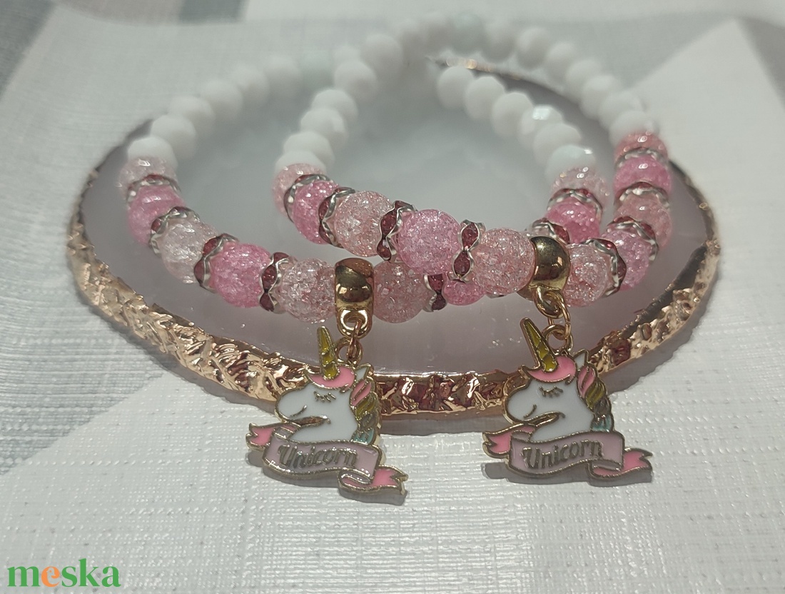 Unikornis páros barátság karkötő - ékszer - karkötő - charm karkötő - Meska.hu
