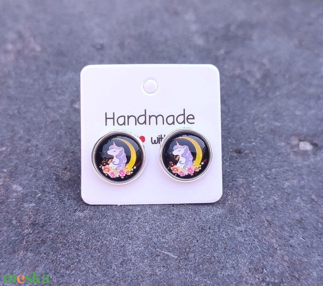 Unikornis fülbevaló - ékszer - fülbevaló - pötty fülbevaló - Meska.hu