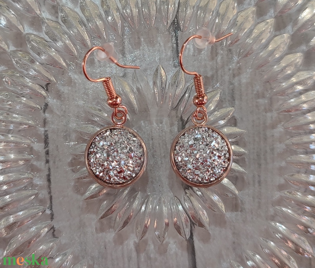 Ezüst rosegold gyűrű és fülbevaló - ékszer - ékszerszett - Meska.hu