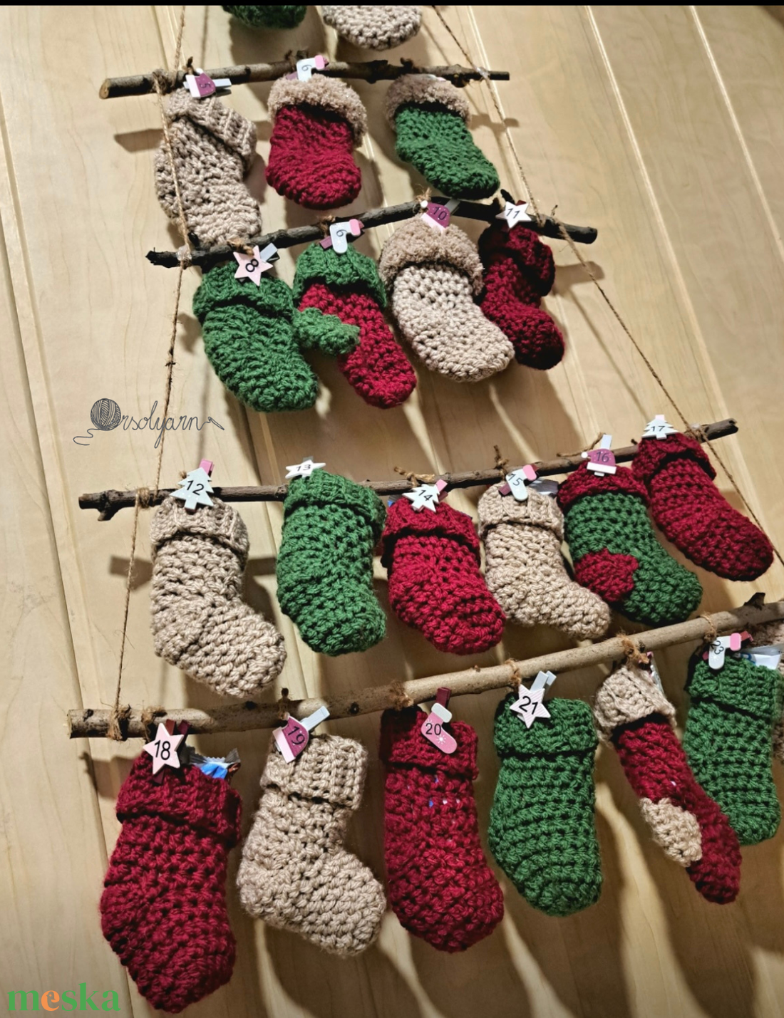 Horgolt adventi naptár - karácsony - karácsonyi lakásdekoráció - karácsonyi lakásdíszek - Meska.hu Horgolt adventi naptár - karácsony - karácsonyi lakásdekoráció - karácsonyi lakásdíszek - Meska.hu