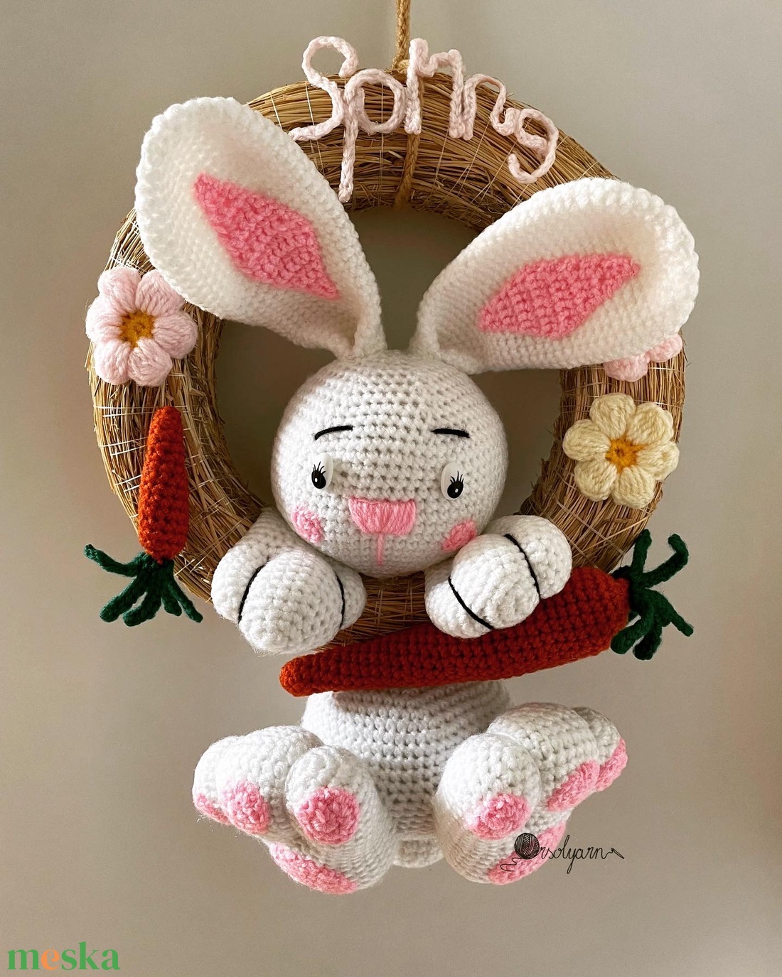 Húsvéti nyuszis ajtódísz, kopogtató  - otthon & életmód - dekoráció - ajtó- és ablak dekoráció - ajtódísz & kopogtató - Meska.hu