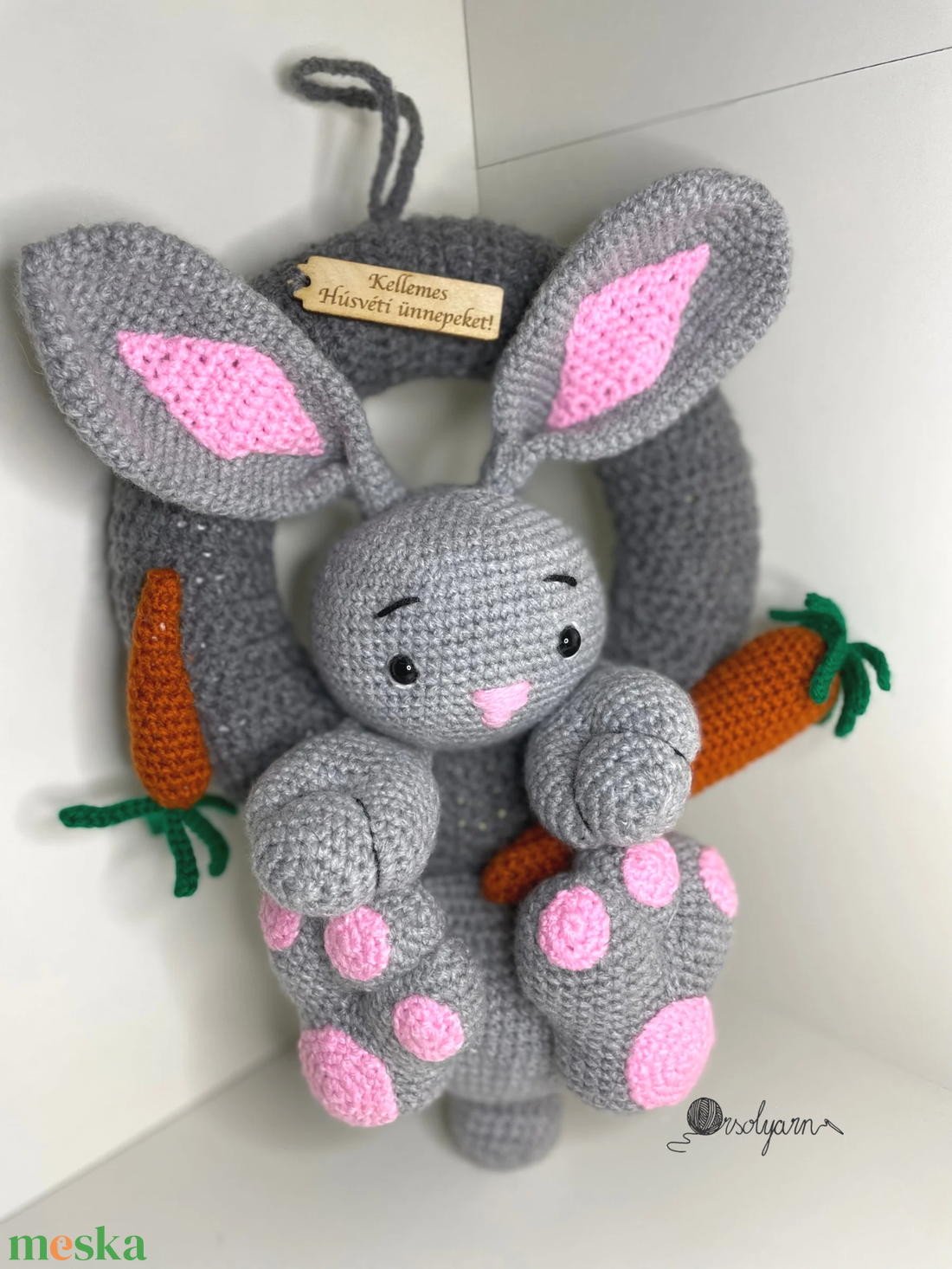 Húsvéti nyuszis ajtódísz, kopogtató  - otthon & életmód - dekoráció - ajtó- és ablak dekoráció - ajtódísz & kopogtató - Meska.hu