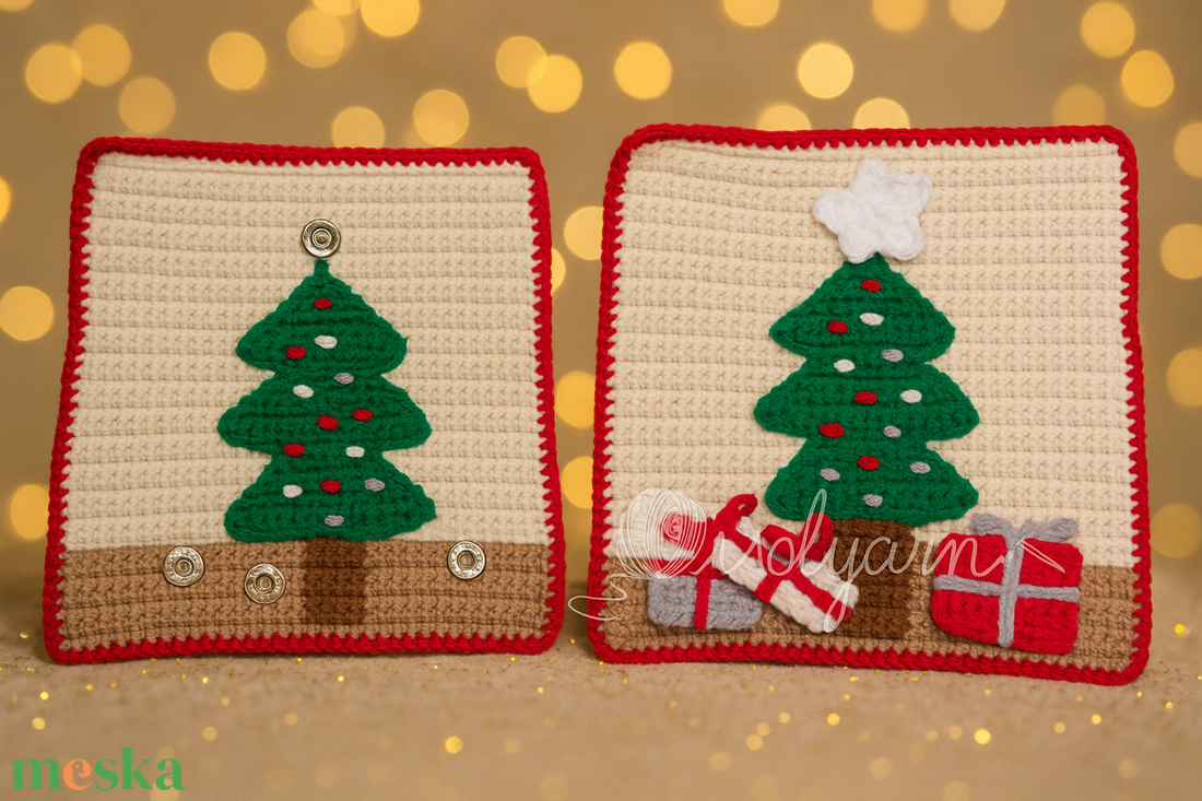 Horgolt karácsonyi mesekönyv  interaktív quiet book gyerekeknek - Crochet Christmas Quiet Book - játék & sport - textilkönyv & babakönyv - Meska.hu