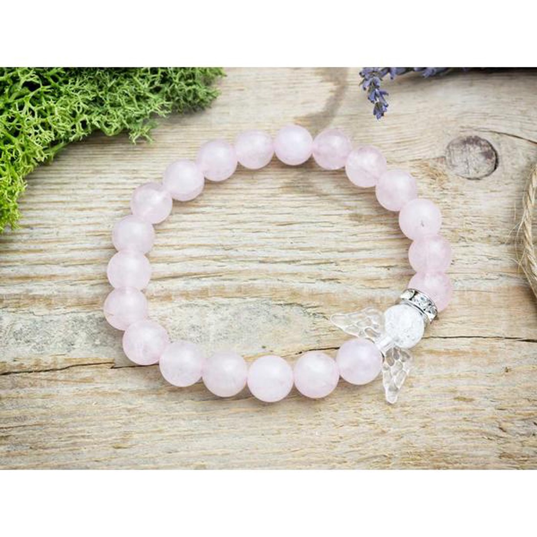 Angyal segítsége rózsakvarc és hegyikristály ásvány karkötő - ékszer - karkötő - ásványkarkötő - Meska.hu
