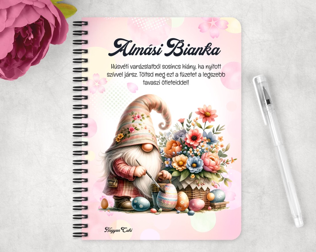 Személyre szabható - Tojás festő Húsvéti manó mintás A6-os füzet - otthon & életmód - papír, írószer - jegyzetfüzet & napló - Meska.hu