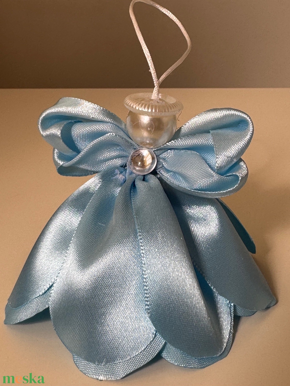 Karácsonyi angyalka királykék selyemszalagból - karácsony - karácsonyi lakásdekoráció - karácsonyi lakásdíszek - Meska.hu