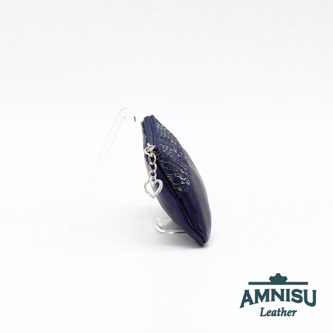 Metál sötétkék - kígyómintás ívelt egy cipzáras kulcstartó C6012 - táska & tok - kulcstartó & táskadísz - kulcstartó - Meska.hu