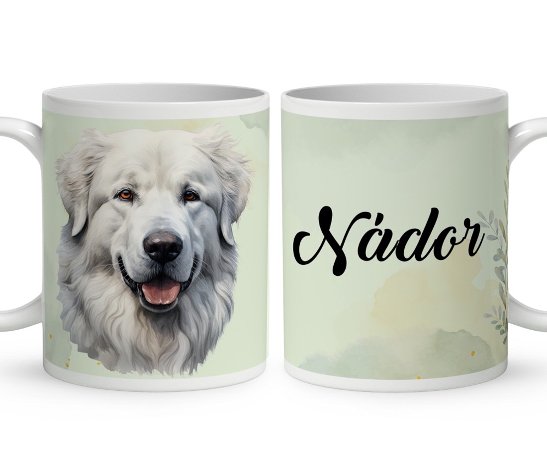 Névvel kérhető - Kuvasz portré mintás bögre - otthon & életmód - konyhafelszerelés, tálalás - tálalás - bögre & csésze - Meska.hu