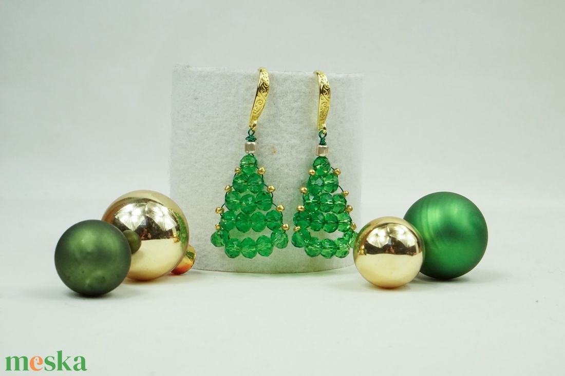 Karácsonyi csillogás fülbevaló - ékszer - fülbevaló - lógó fülbevaló - Meska.hu