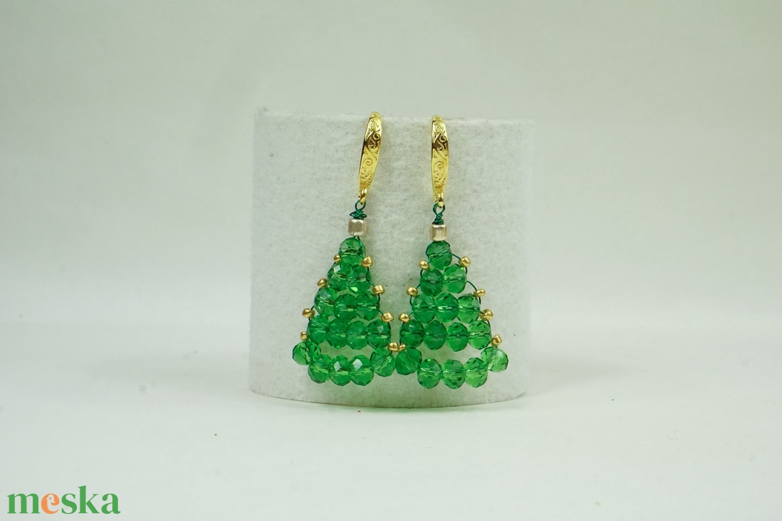 Karácsonyi csillogás fülbevaló - ékszer - fülbevaló - lógó fülbevaló - Meska.hu