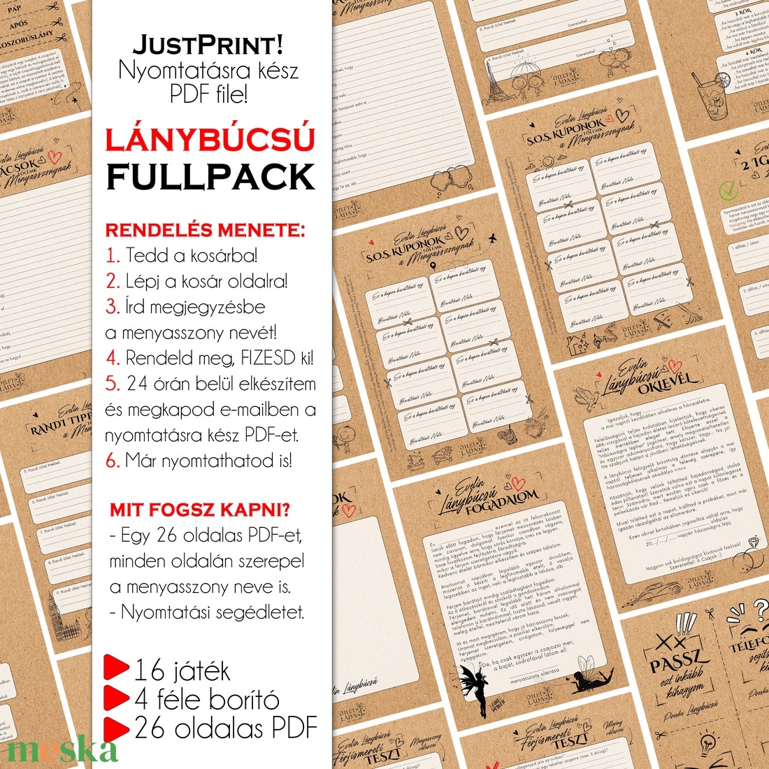 Lánybúcsú FULLPACK feladatgyűjtemény/ 26 oldalas letölthető, nyomtatható PDF/ a menyasszony nevével, ajándék lánybúcsúra - esküvő - lánybúcsú - Meska.hu Lánybúcsú FULLPACK feladatgyűjtemény/ 26 oldalas letölthető, nyomtatható PDF/ a menyasszony nevével, ajándék lánybúcsúra - esküvő - lánybúcsú - Meska.hu