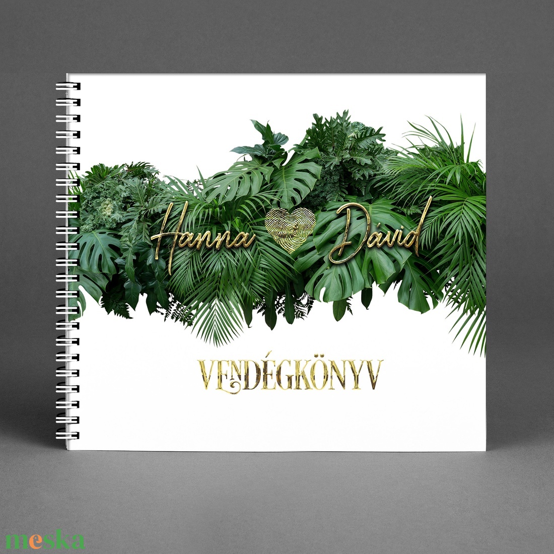 Pálmaleveles trópusi mintás nyári vendégkönyv - Arany hatású / emlékkönyv - egyedi album - esküvői emlék - füzet / napló - otthon & életmód - papír, írószer - album & fotóalbum - Meska.hu