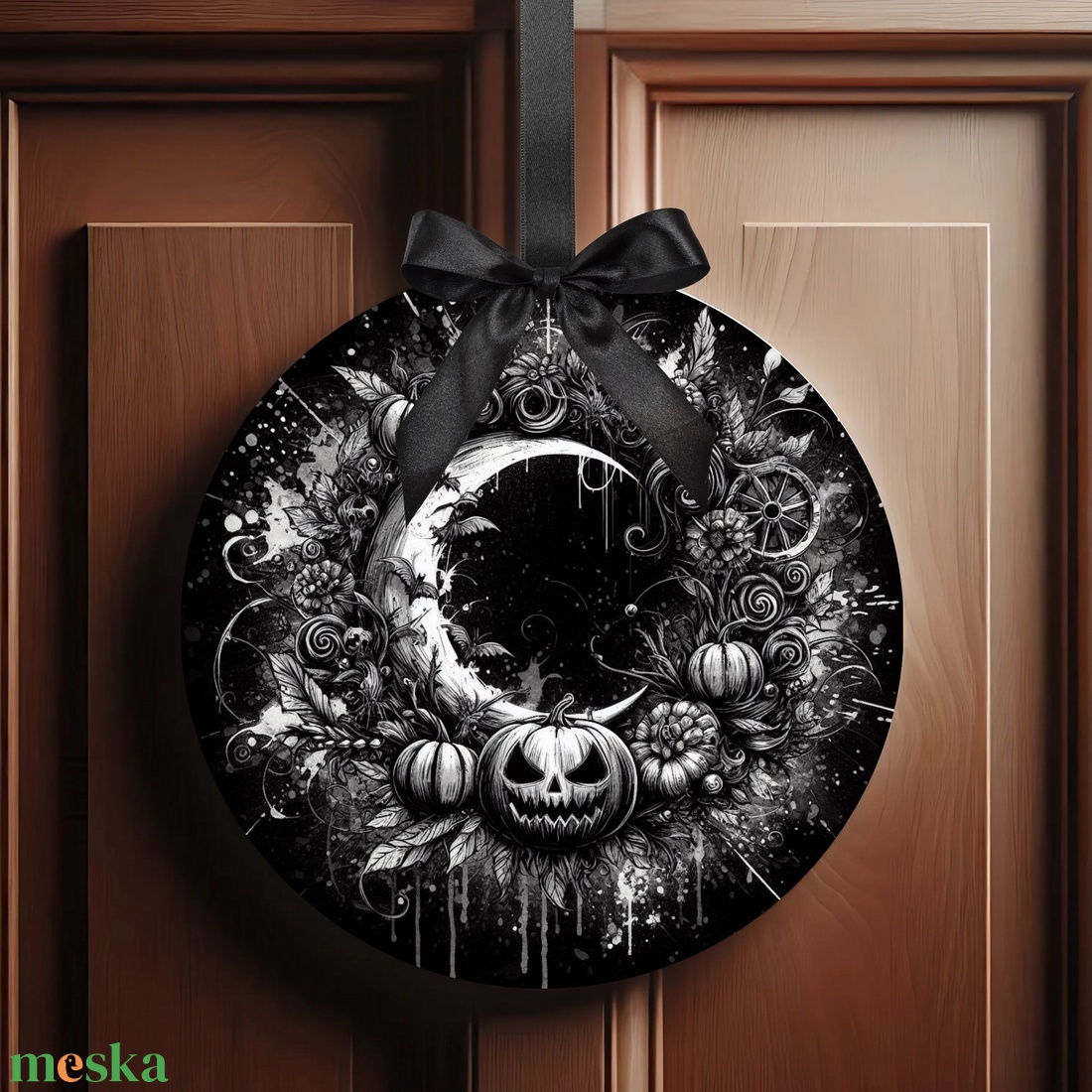 Fekete-fehér Halloween ajtódísz vicces halloween töklámpás holdas beltéri ajtó kopogtató Ø=20cm - otthon & életmód - dekoráció - halloween - halloweeni ajtódíszek és ablakdíszek - Meska.hu Fekete-fehér Halloween ajtódísz vicces halloween töklámpás holdas beltéri ajtó kopogtató Ø=20cm - otthon & életmód - dekoráció - halloween - halloweeni ajtódíszek és ablakdíszek - Meska.hu