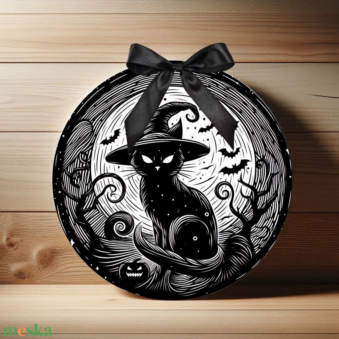 Fekete-fehér Halloween ajtódísz vicces boszis macskás beltéri ajtó kopogtató Ø=20cm - otthon & életmód - dekoráció - halloween - halloweeni ajtódíszek és ablakdíszek - Meska.hu Fekete-fehér Halloween ajtódísz vicces boszis macskás beltéri ajtó kopogtató Ø=20cm - otthon & életmód - dekoráció - halloween - halloweeni ajtódíszek és ablakdíszek - Meska.hu