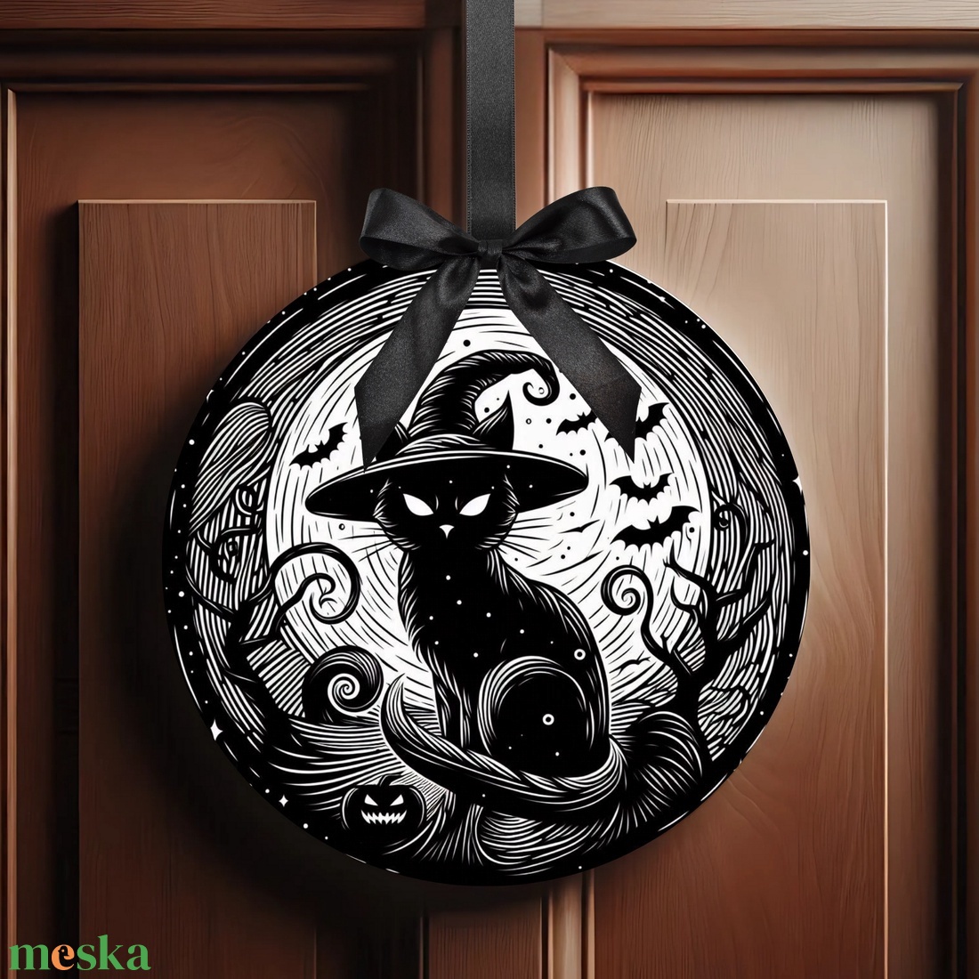 Fekete-fehér Halloween ajtódísz vicces boszis macskás beltéri ajtó kopogtató Ø=20cm - otthon & életmód - dekoráció - halloween - halloweeni ajtódíszek és ablakdíszek - Meska.hu Fekete-fehér Halloween ajtódísz vicces boszis macskás beltéri ajtó kopogtató Ø=20cm - otthon & életmód - dekoráció - halloween - halloweeni ajtódíszek és ablakdíszek - Meska.hu