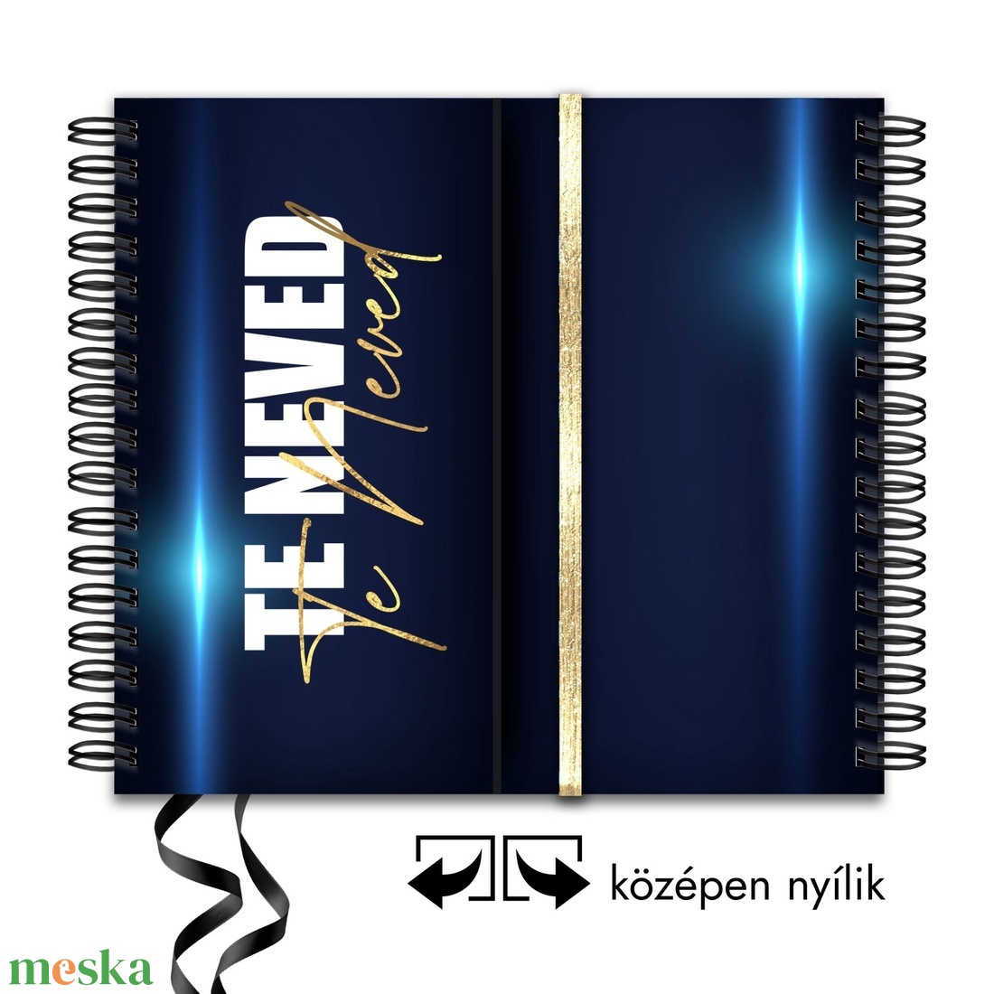 2025 Férfiaknak Kék-Aranyozott NEON névre szóló Borítóval / határidőnapló vagy produktivitásnapló + DÍSZDOBOZ + AJÁNDÉK - otthon & életmód - papír, írószer - naptár & tervező - Meska.hu