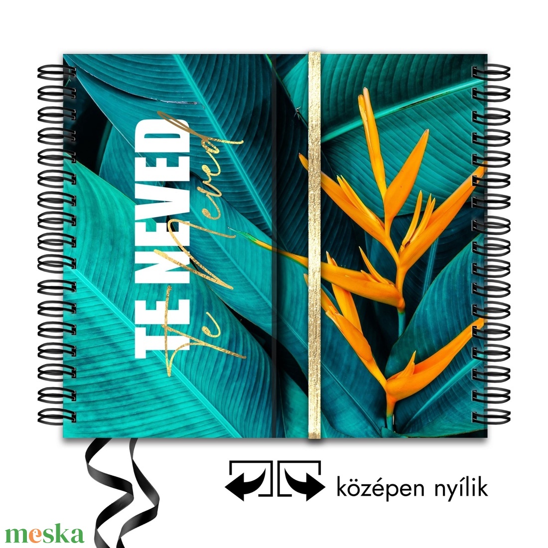 Aranyozott Türkiz Tropical 2025 Határidőnapló / Produktivitásnapló Névre Szóló Borítóval + DÍSZDOBOZ + AJÁNDÉK -01 - otthon & életmód - papír, írószer - naptár & tervező - Meska.hu