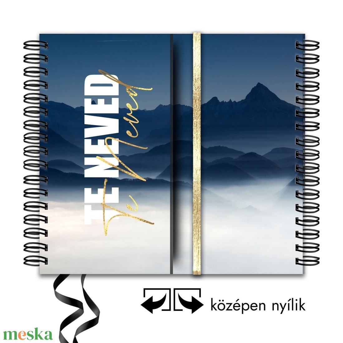 Aranyozott 2025 Határidőnapló / Produktivitásnapló Névre Szóló Borítóval + DÍSZDOBOZ + AJÁNDÉK - Kék tájképes - otthon & életmód - papír, írószer - naptár & tervező - Meska.hu