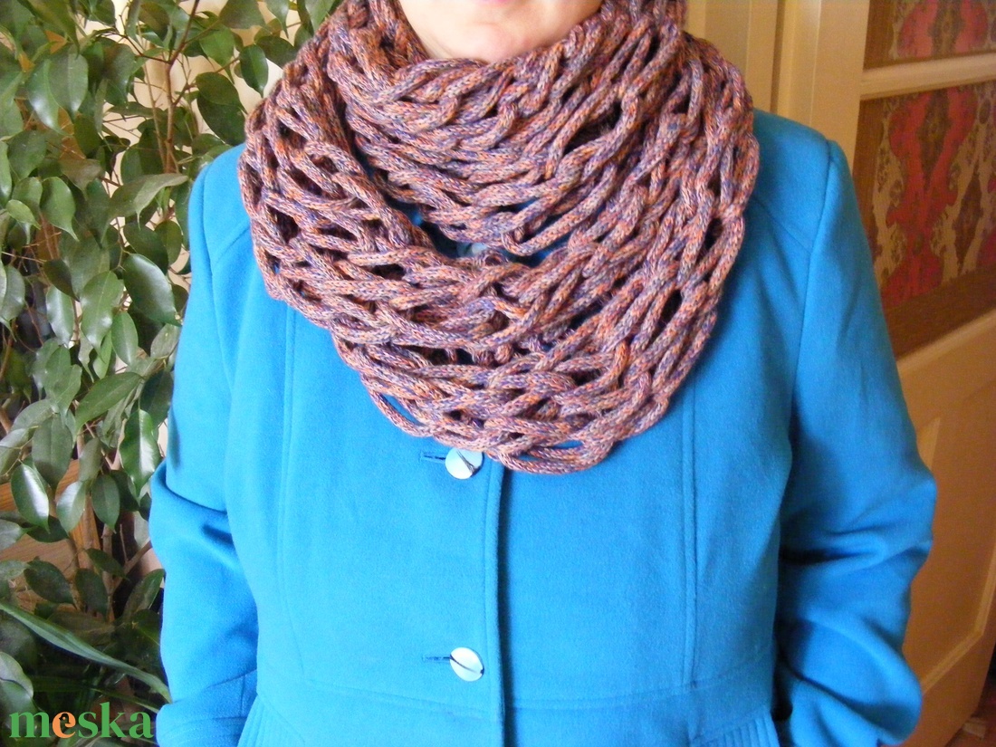 Sál karon kötéssel - Választott színből - ruha & divat - sál, sapka, kendő - sál - Meska.hu