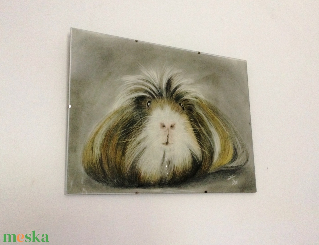 Állati jó arcok! Színesceruza tengerimalac portré A/3 méretben, üvegezett kapcsos keretben - művészet - portré & karikatúra - portré - Meska.hu