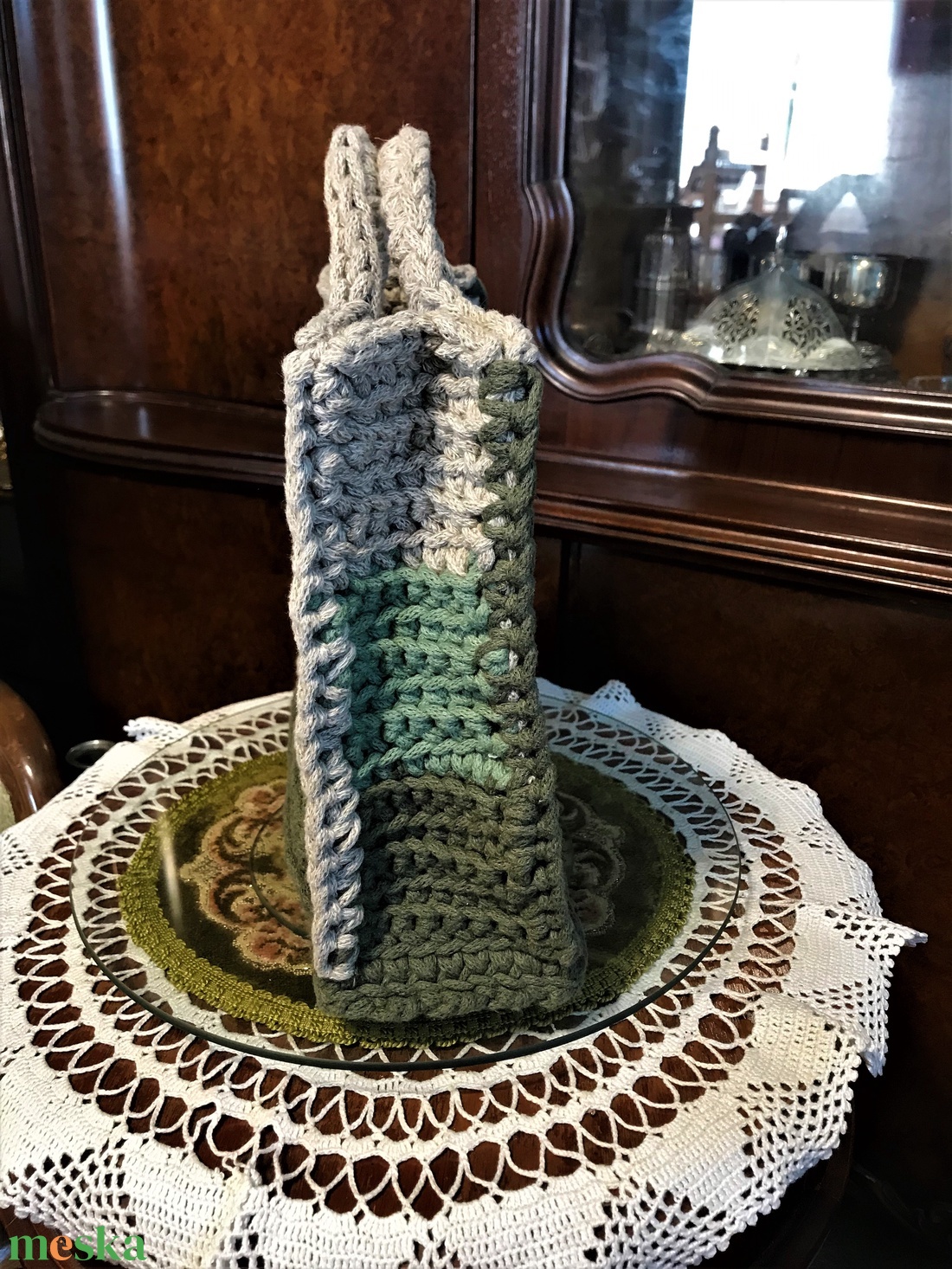 Horgolt táska, zsinórfonalból készült, közepes méret - táska & tok - kézitáska & válltáska - kézitáska - Meska.hu