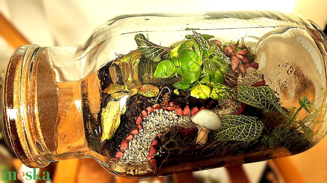 Lámpionos ösvény - 3 L-es önfenntartó florárium - otthon & életmód - dekoráció - asztal és polc dekoráció - florárium, terrárium - Meska.hu