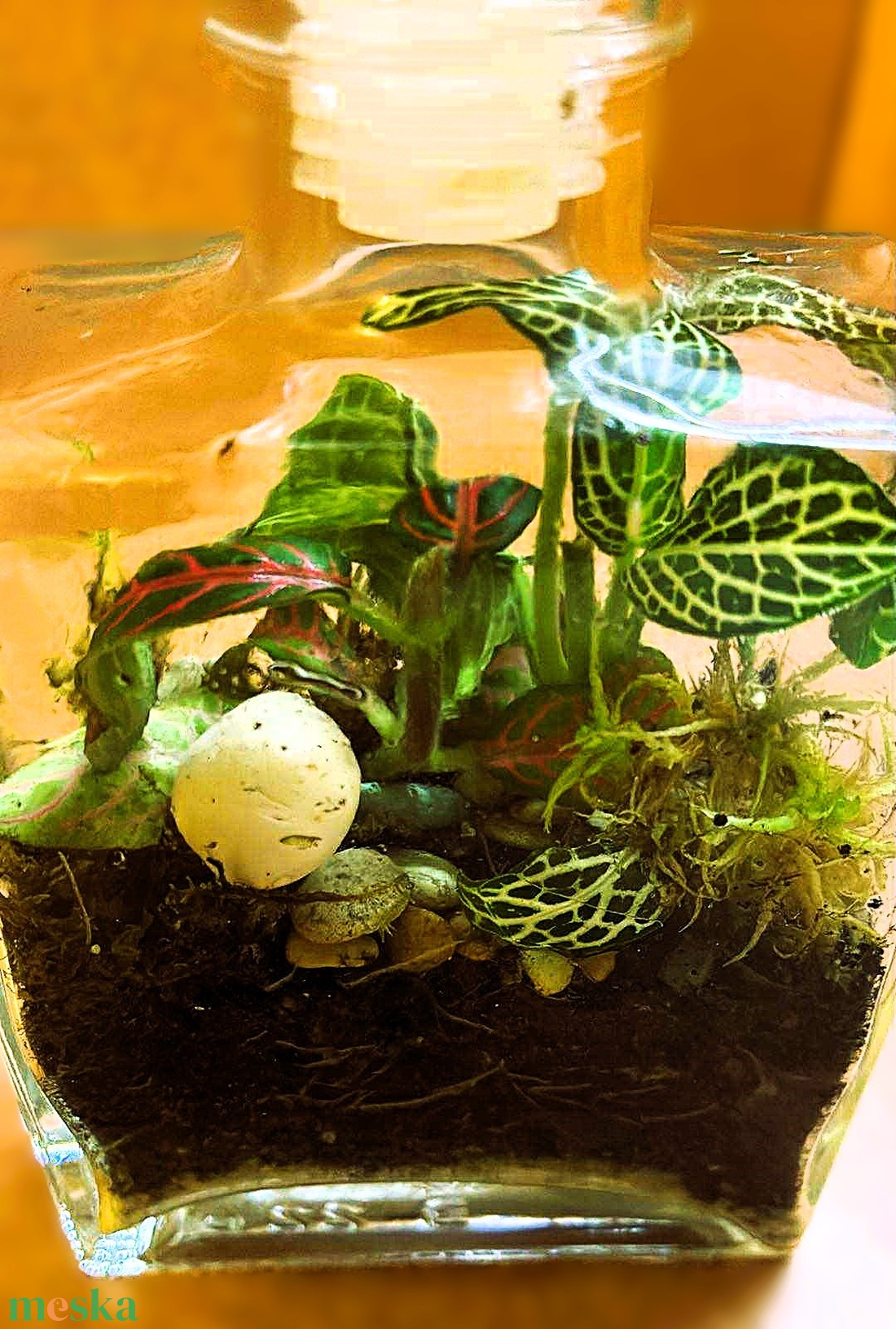 Parfümös üvegben - 2 dl-es önfenntartó florárium - otthon & életmód - dekoráció - asztal és polc dekoráció - florárium, terrárium - Meska.hu