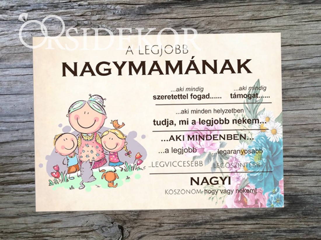 A LEGJOBB NAGYMAMÁNAK Ajándék tábla - fekvő - otthon & életmód - dekoráció - kép & falikép - táblakép - Meska.hu