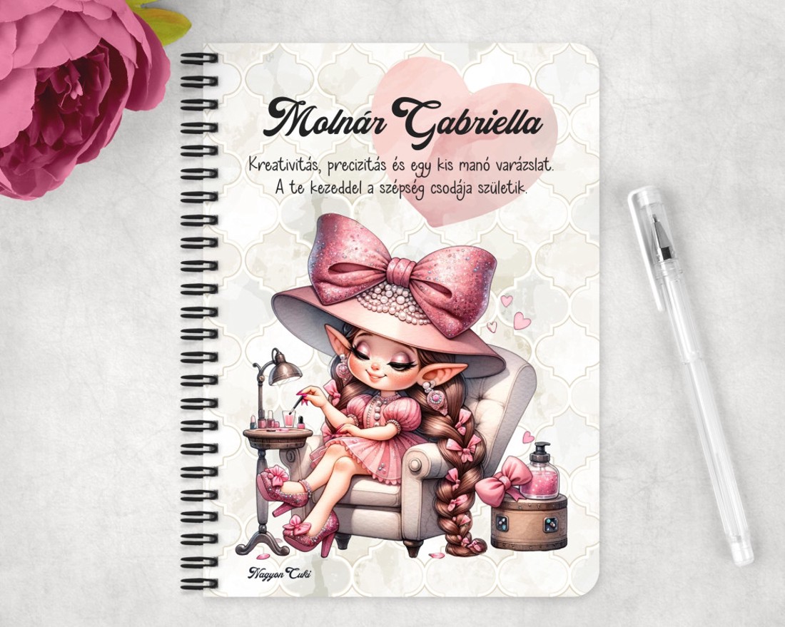 Személyre szabható - Szépséges Körmös manólány mintás A6-os füzet - otthon & életmód - papír, írószer - jegyzetfüzet & napló - Meska.hu