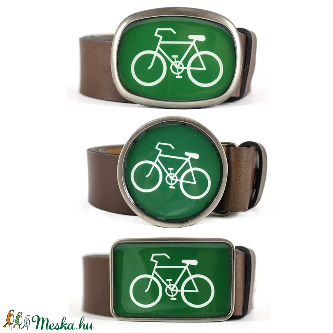 Bicikli övcsat (zöld, ovális) -  - Meska.hu