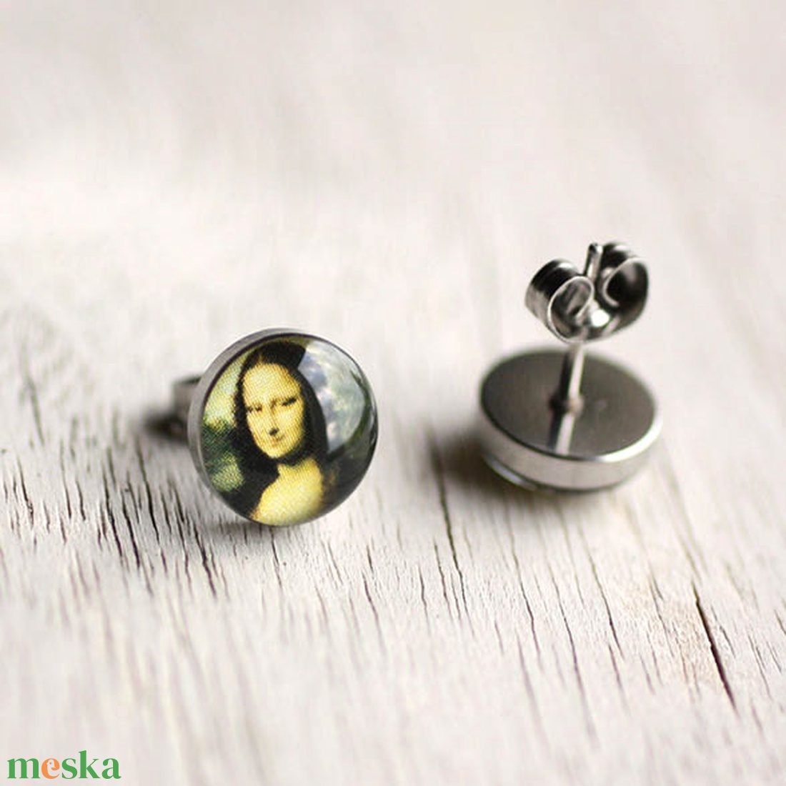 Mona Lisa nemesacél bedugós fülbevaló - ékszer - fülbevaló - pötty fülbevaló - Meska.hu
