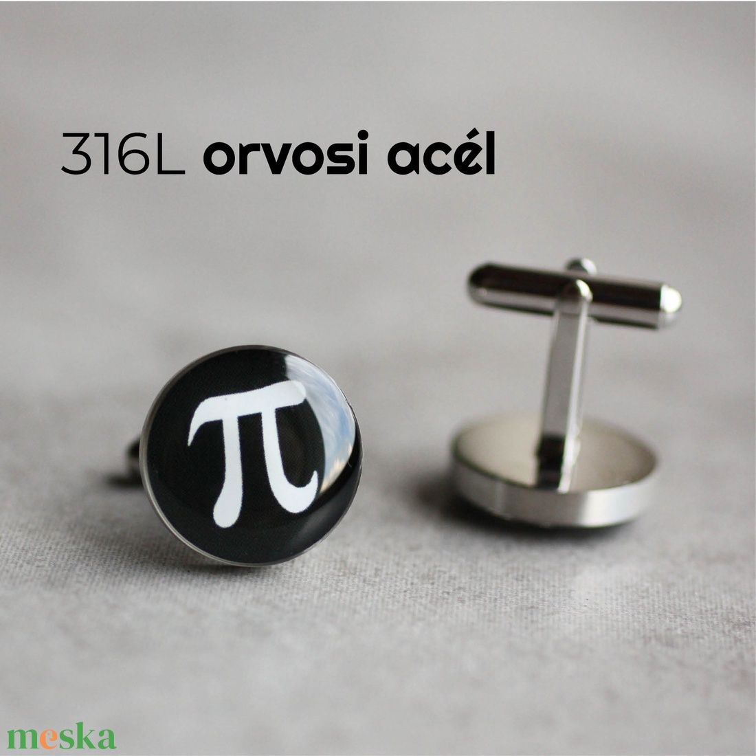 Pi nemesacél mandzsetta gombok - ékszer - mandzsettagomb és nyakkendőtű - Meska.hu Pi nemesacél mandzsetta gombok - ékszer - mandzsettagomb és nyakkendőtű - Meska.hu
