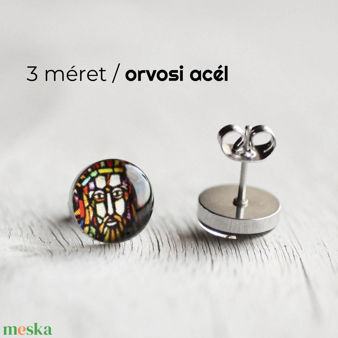 Szentkép nemesacél fülbevaló (Jézus ábrázolás) - ékszer - fülbevaló - pötty fülbevaló - Meska.hu Szentkép nemesacél fülbevaló (Jézus ábrázolás) - ékszer - fülbevaló - pötty fülbevaló - Meska.hu