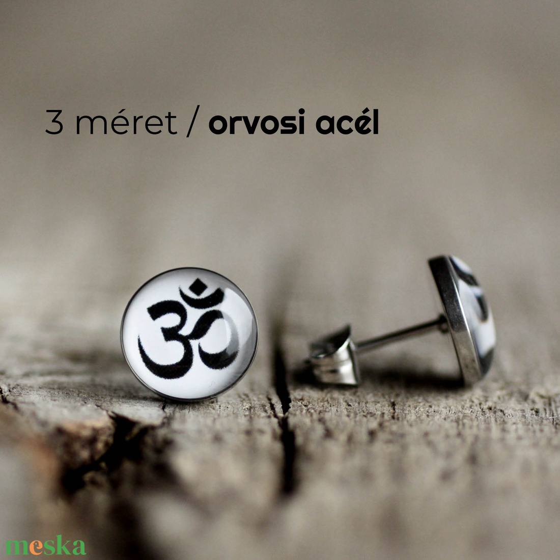 OM / Namaste nemesacél beszúrós fülbevaló (fekete) - ékszer - fülbevaló - pötty fülbevaló - Meska.hu OM / Namaste nemesacél beszúrós fülbevaló (fekete) - ékszer - fülbevaló - pötty fülbevaló - Meska.hu