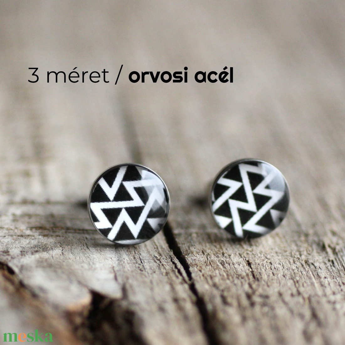 Geometrikus nemesacél fülbevalók (fekete-fehér) - ékszer - fülbevaló - pötty fülbevaló - Meska.hu Geometrikus nemesacél fülbevalók (fekete-fehér) - ékszer - fülbevaló - pötty fülbevaló - Meska.hu