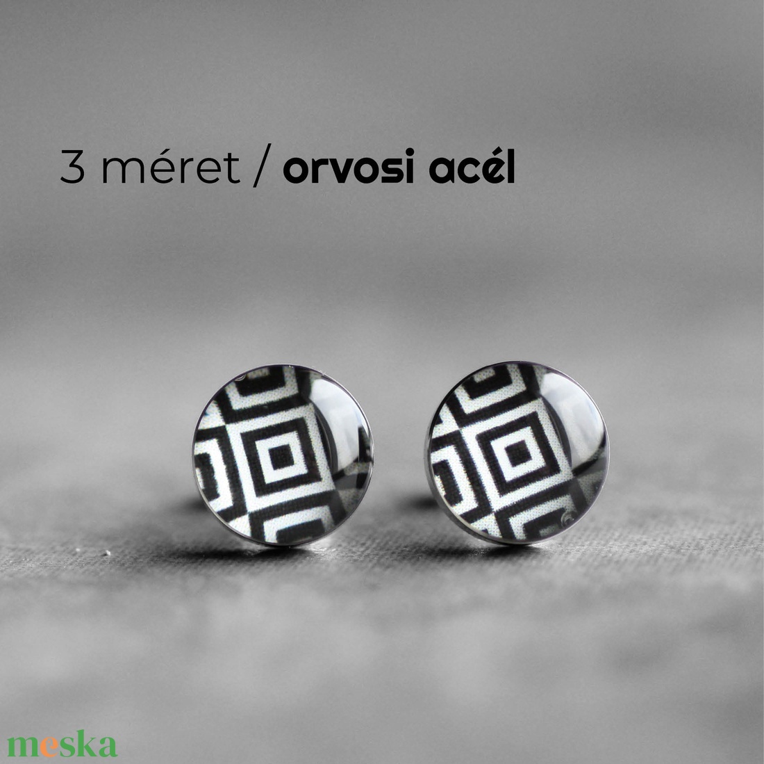 Geometrikus nemesacél fülbevalók 2 (fekete-fehér) - ékszer - fülbevaló - pötty fülbevaló - Meska.hu Geometrikus nemesacél fülbevalók 2 (fekete-fehér) - ékszer - fülbevaló - pötty fülbevaló - Meska.hu