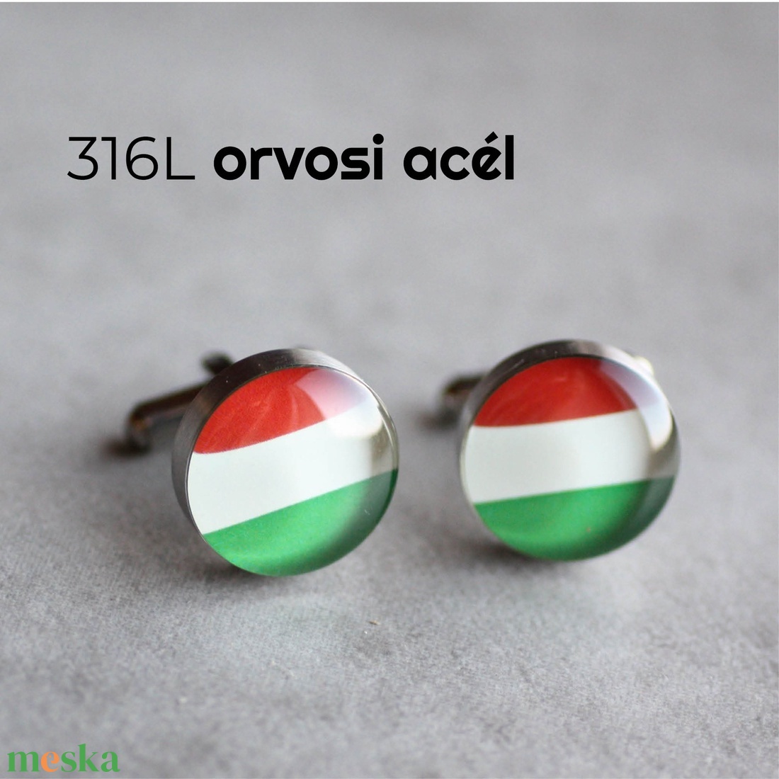 Magyar zászló nemesacél mandzsettagombok - ékszer - mandzsettagomb és nyakkendőtű - Meska.hu Magyar zászló nemesacél mandzsettagombok - ékszer - mandzsettagomb és nyakkendőtű - Meska.hu