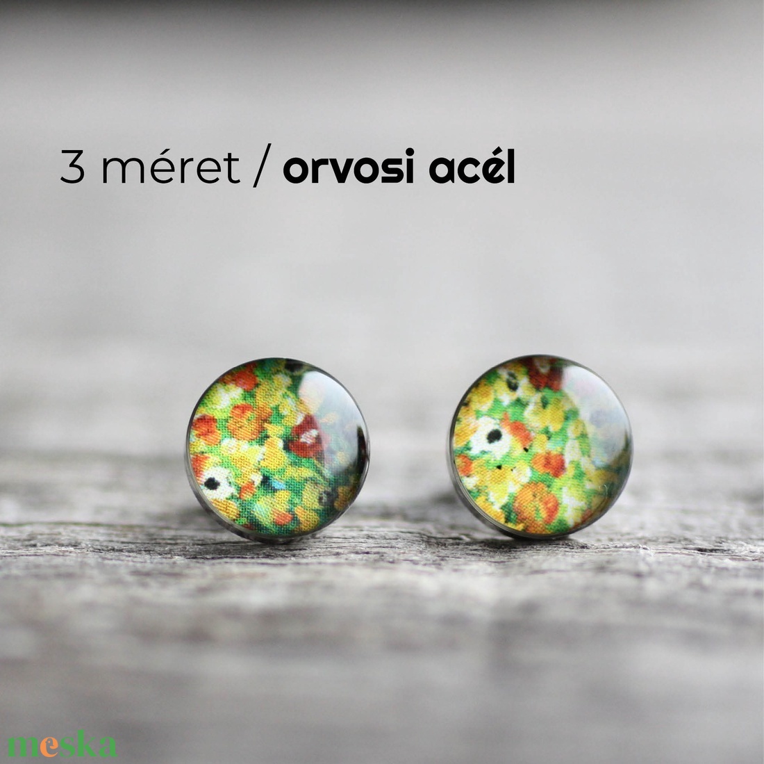Klimt virágai nemesacél bedugós fülbevaló - ékszer - fülbevaló - pötty fülbevaló - Meska.hu Klimt virágai nemesacél bedugós fülbevaló - ékszer - fülbevaló - pötty fülbevaló - Meska.hu