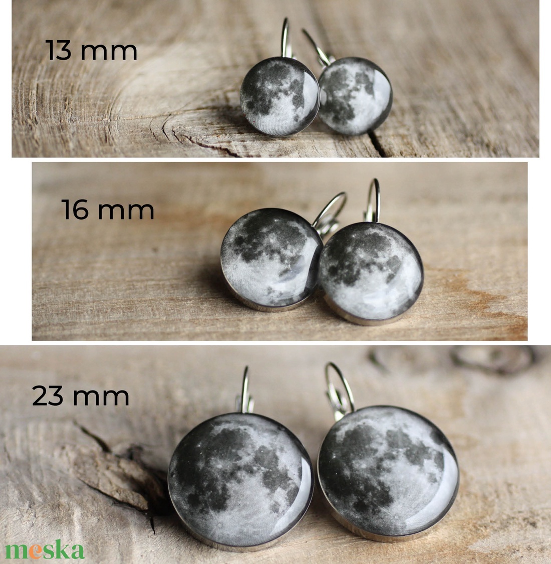 Telihold nemesacél fülbevaló (függő, 12 mm / 17 mm / 23 mm) - ékszer - fülbevaló - lógó fülbevaló - Meska.hu Telihold nemesacél fülbevaló (függő, 12 mm / 17 mm / 23 mm) - ékszer - fülbevaló - lógó fülbevaló - Meska.hu