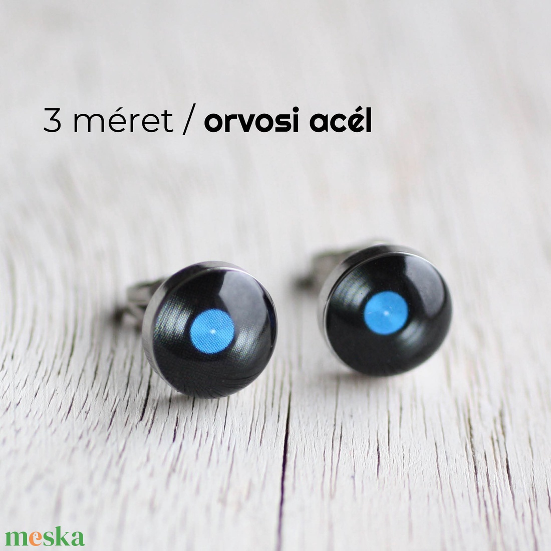 Bakelit lemez nemesacél fülbevaló (bedugós, kék) - ékszer - fülbevaló - pötty fülbevaló - Meska.hu Bakelit lemez nemesacél fülbevaló (bedugós, kék) - ékszer - fülbevaló - pötty fülbevaló - Meska.hu