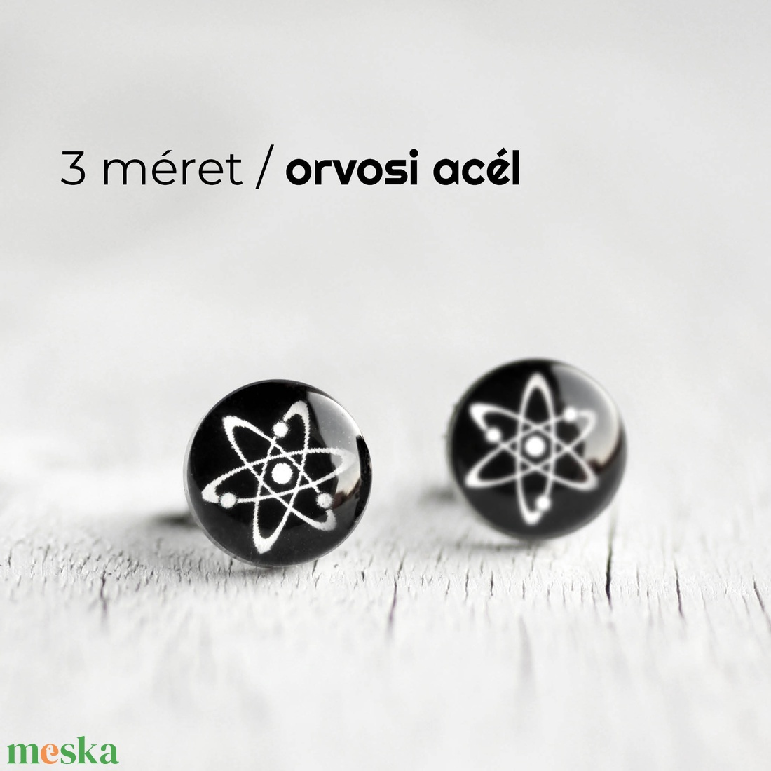 Atom nemesacél fülbevaló (fekete, bedugós) - ékszer - fülbevaló - pötty fülbevaló - Meska.hu Atom nemesacél fülbevaló (fekete, bedugós) - ékszer - fülbevaló - pötty fülbevaló - Meska.hu