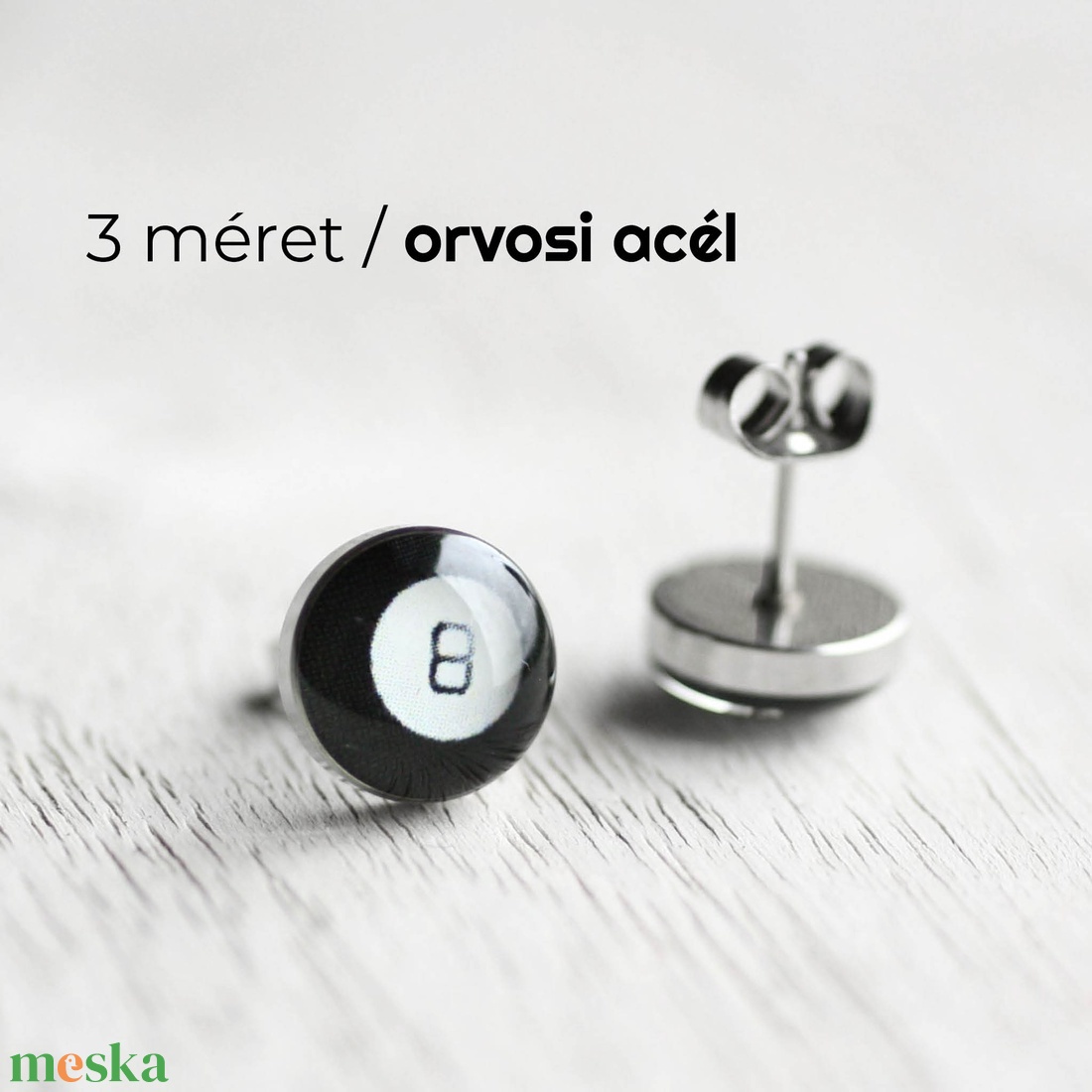 Biliárdgolyó nemesacél pötty fülbevalók - ékszer - fülbevaló - pötty fülbevaló - Meska.hu Biliárdgolyó nemesacél pötty fülbevalók - ékszer - fülbevaló - pötty fülbevaló - Meska.hu