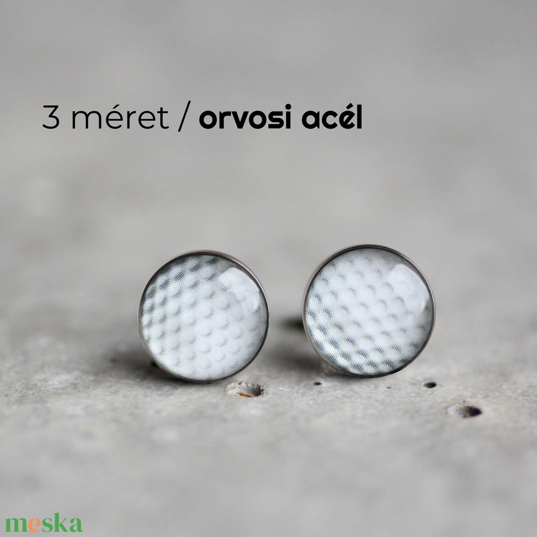 Golflabda nemesacél fülbevaló (bedugós) - ékszer - fülbevaló - pötty fülbevaló - Meska.hu Golflabda nemesacél fülbevaló (bedugós) - ékszer - fülbevaló - pötty fülbevaló - Meska.hu