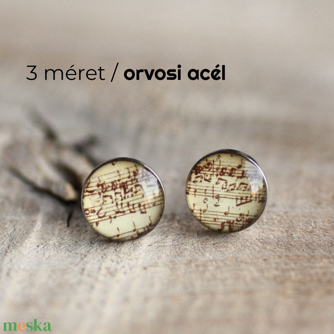 Bach kotta orvosi acél pötty fülbevaló - ékszer - fülbevaló - pötty fülbevaló - Meska.hu