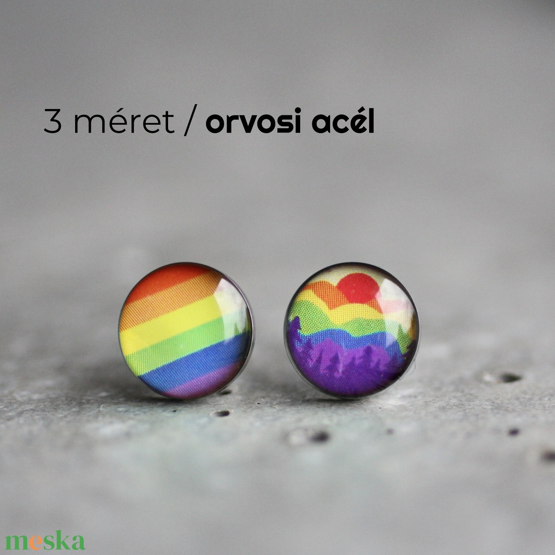 Szivárvány orvosi acél pötty fülbevalók - ékszer - fülbevaló - pötty fülbevaló - Meska.hu Szivárvány orvosi acél pötty fülbevalók - ékszer - fülbevaló - pötty fülbevaló - Meska.hu