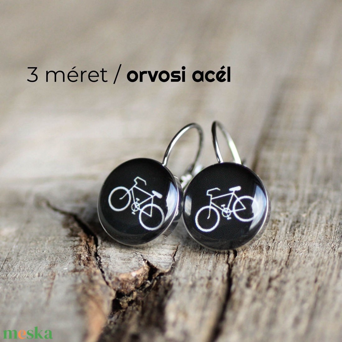 Bicikli nemesacél függő fülbevalók (3 méret) - ékszer - fülbevaló - lógó fülbevaló - Meska.hu Bicikli nemesacél függő fülbevalók (3 méret) - ékszer - fülbevaló - lógó fülbevaló - Meska.hu